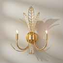Foliatura 18.5-Inch Two-Light Wall Sconce in Antique Brass and Off-White by Currey and Company