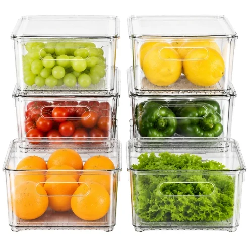 Fridge Storage Organizer Bins Set – Stackable Kitchen Refrigerator Containers