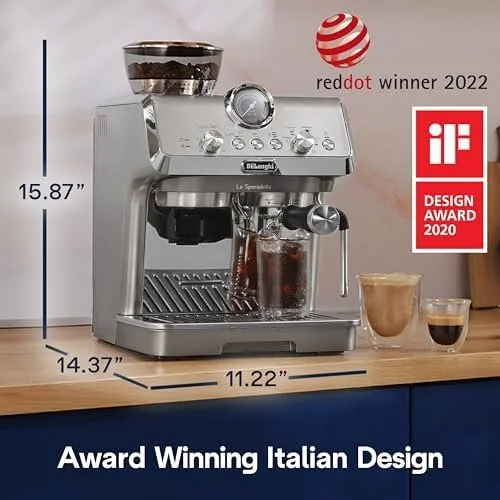 De’Longhi La Specialista Arte Evo Espresso Machine – Compact Cold Brew Coffee Maker with Grinder, Milk Steam Wand/Frother & Tamping Tools – Home Barista Kit for Lattes, Cappuccinos, Iced Coffees - Image 4